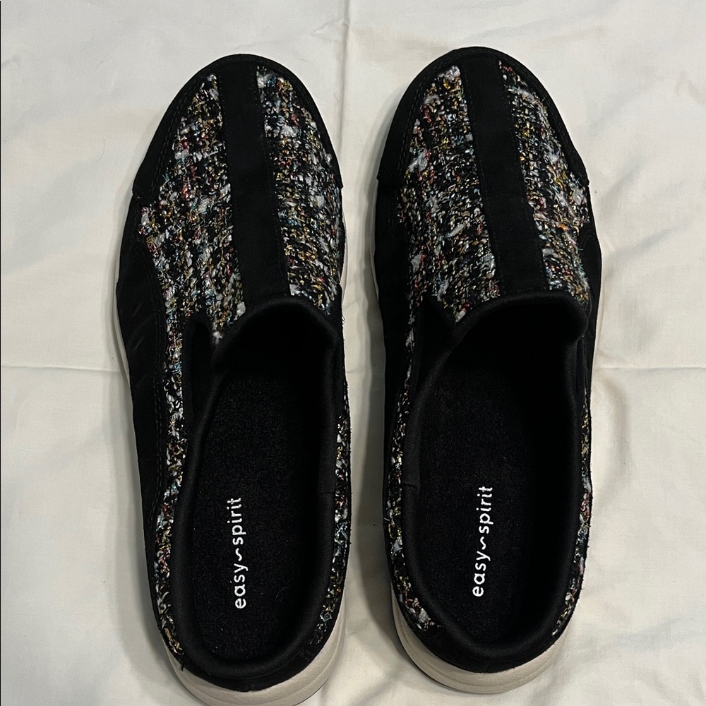 Easy Spirit Black and Multicolor Slip-On Shoes